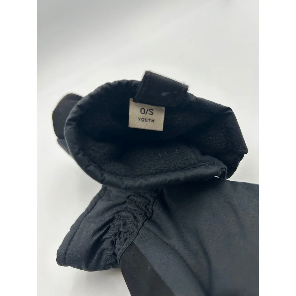 Columbia Youth O/S Black Insulated Winter Mittens Side Zip Fleece Lined